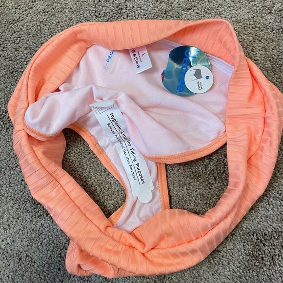 Decree High Rise Bikini Bottom Women's Size L NEW Cantaloupe Swim Beach Summer - Picture 4 of 4